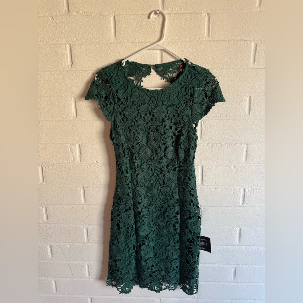Lulu's Forest Green Lace Midi Dress